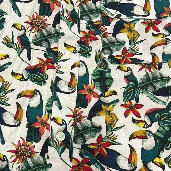 [L]DJAB For Simons Tropical Toucan  Bird Print L/S Button Down Shirt-NWOT - Picture 5 of 13